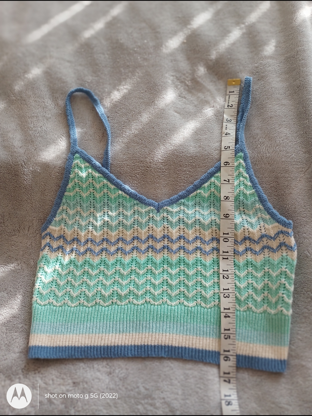 American Eagle Blue & Mint Knit  Cropped Tank Top Size L - Picture 7 of 8